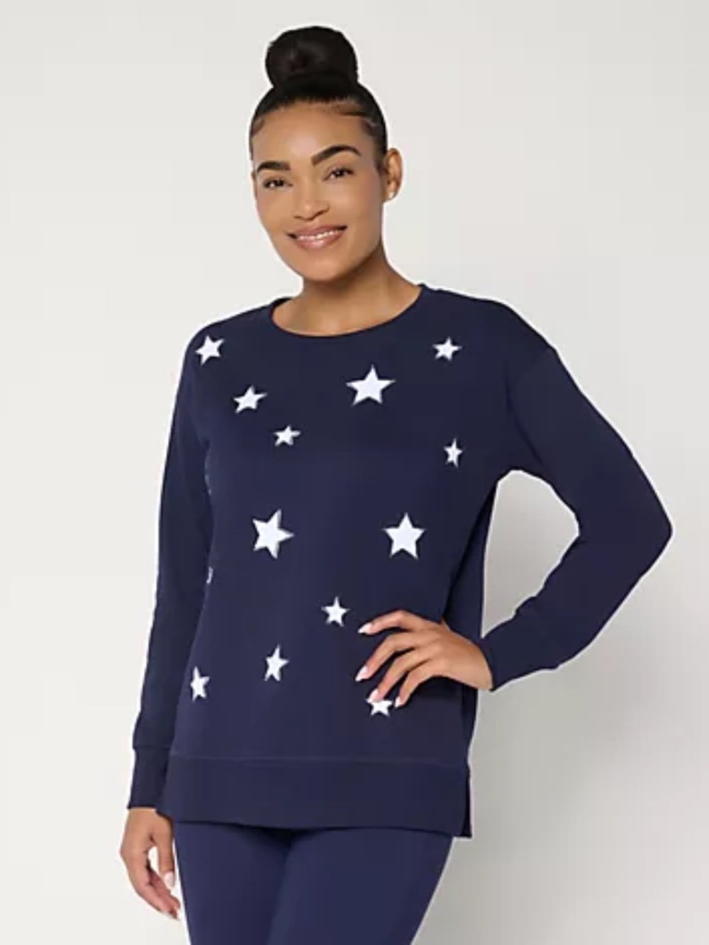 Belle by Kim Gravel French Terry Oh My Stars! Slouchy Top, Twilight Sz M a719624